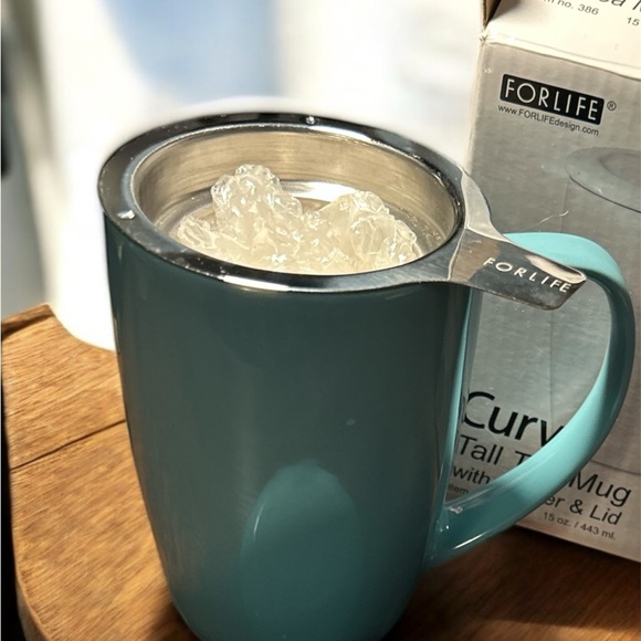 NIB ForLife Curve Tall Tea Mug/Cup With Extra Fine Infuser/Basket & Lid-15oz - Picture 3 of 6